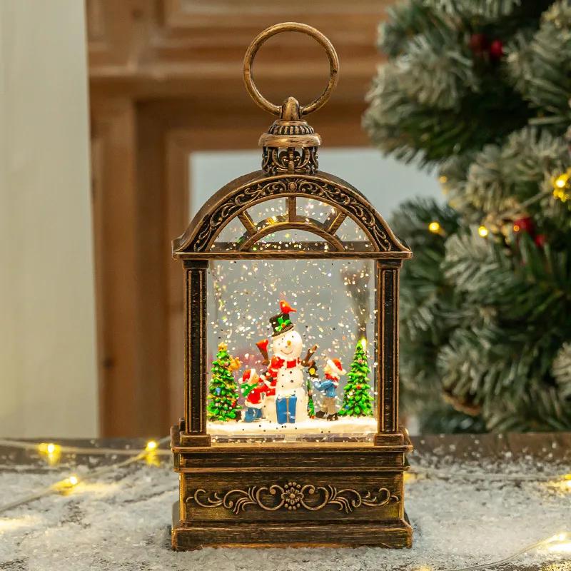 Świąteczna kula śnieżna z lampką LED Przenośna ręczna dekoracja płatkiem śniegu Świąteczna ozdoba na biurko Idealny pomysł na prezent świąteczny