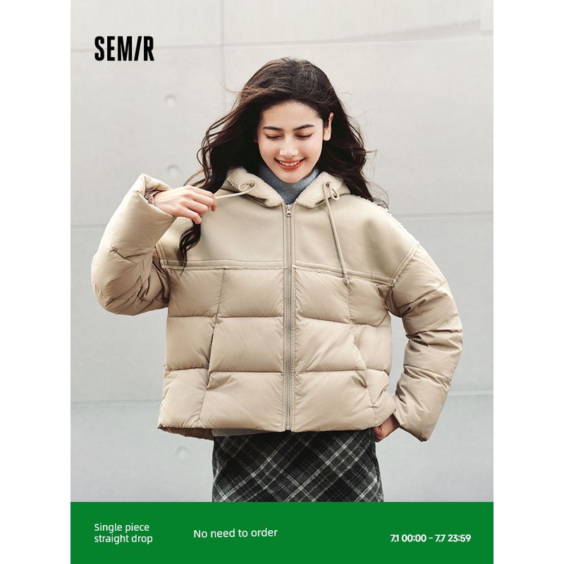 

Senma Cotton-Padded Clothes for Women Patchwork Loose Cotton Coat Retro Fashion 2024 Winter New Arrival Stuffed Hoodie Padded Coat Gray 00322 175/96A/XXL
