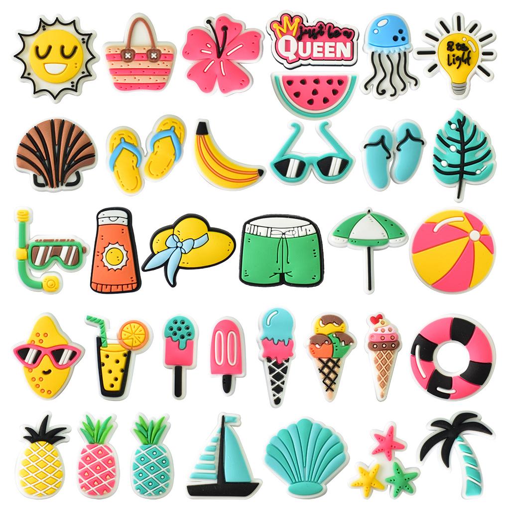 33pcs lot summer lovely shoe charms buckles hat watermelon accessories decoration for bracelet bag sandals kids outdoor gift