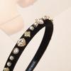 Baroque Faux Pearl Skinny Headband Luxury Sparkling Crystal Medallion Tiara Royal Elegant Hair Accessories Women