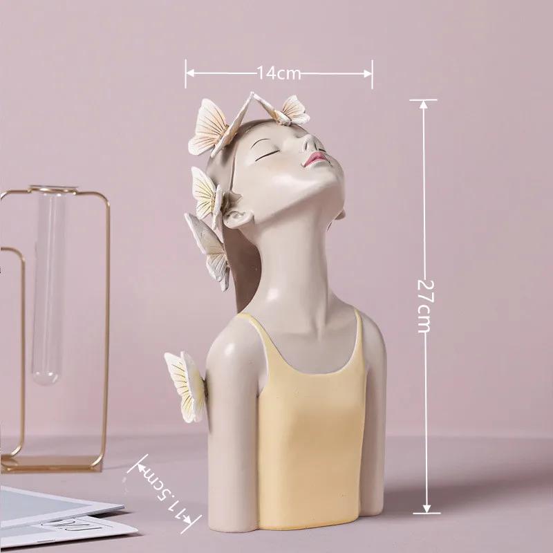 Nordic Butterfly Fairy girl resin decorated with metal trays, home decor accessories, Kawaii crafts statues, tabletop figurines