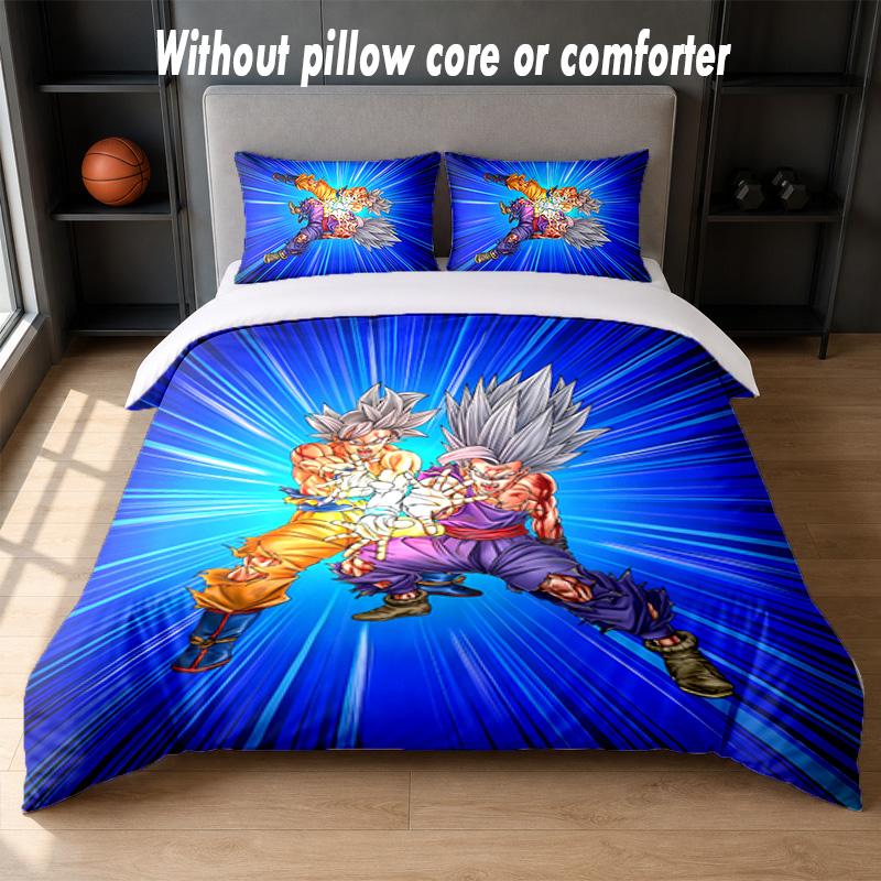 Dragon Ball Design Bed Bedding Set 1 Duvet Cover + 2 Pillowcases Soft Breathable Household Bed Linens