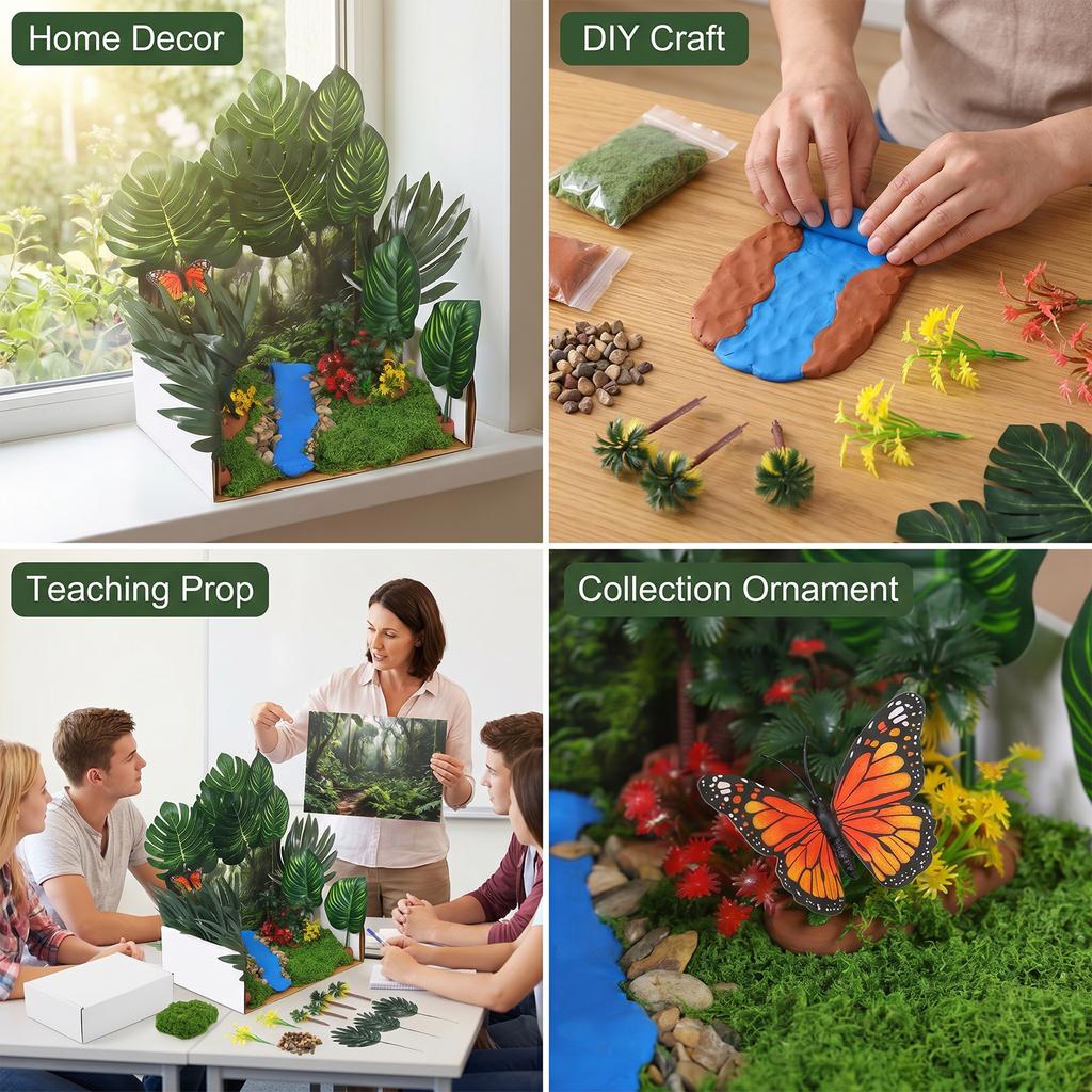 Jungle Diorama Kit Cardboard Diorama Box Rainforest Model Scenery Kit Rainforest Diorama Supplies for DIY Crafts Birthday Gifts