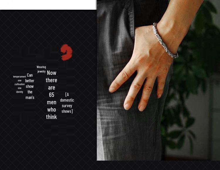 Men's Retro Thai Dragon Bracelet - Distressed Silver, Dragon Head & Bone Chain, Hip-Hop Style