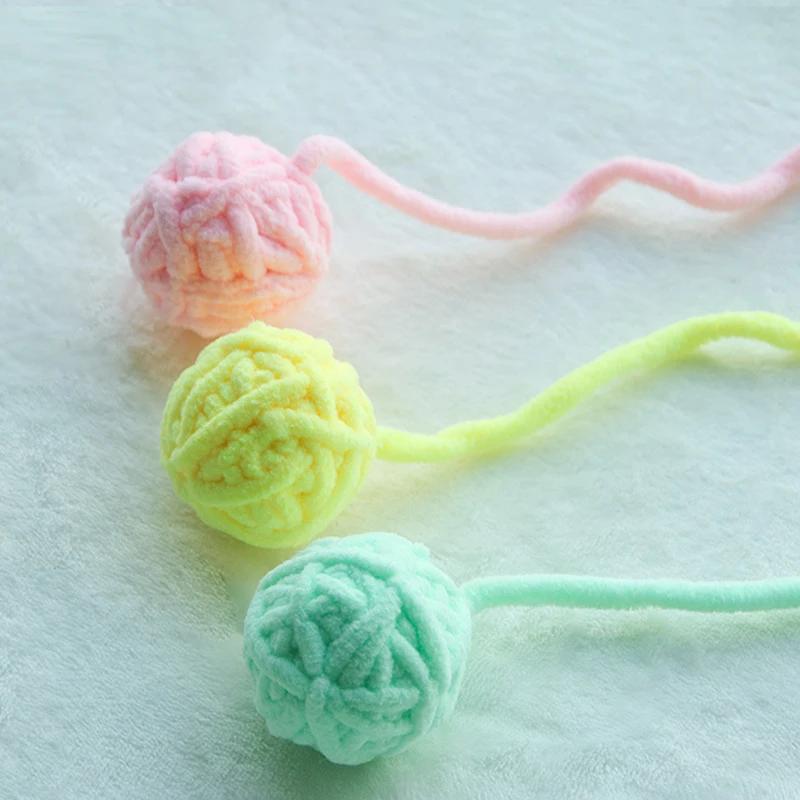 Cat Toys Colorful Yarn Balls with Bell Sounding Interactive Chewing Toy for Kitten Stuffed Toy Ball Cat Supplies
