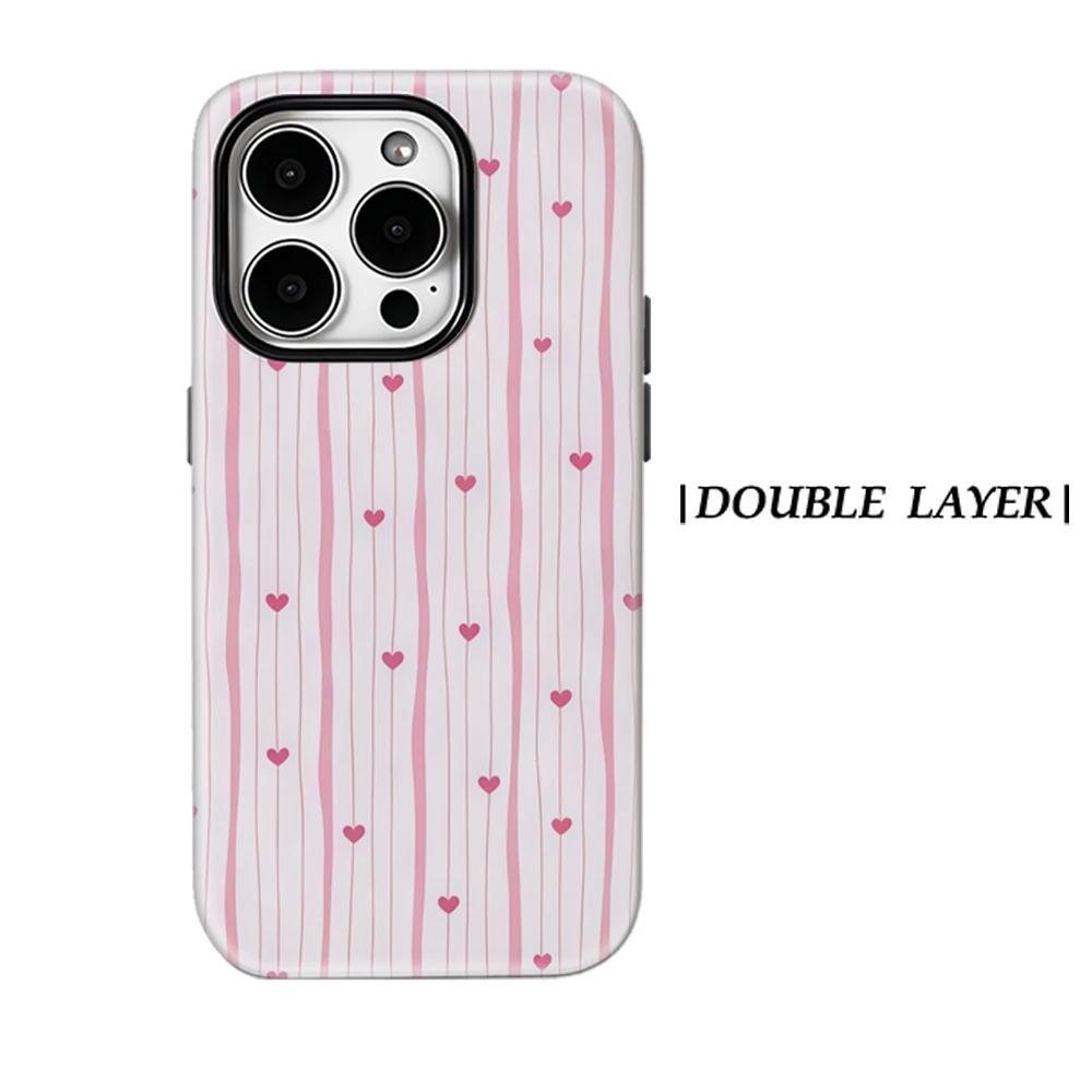 

Love Stripe Phone Case for IPhone 17 16 15 14 13 Pro Max Plus for Magnetic Single Double-layer Tough Case For iPhone XR