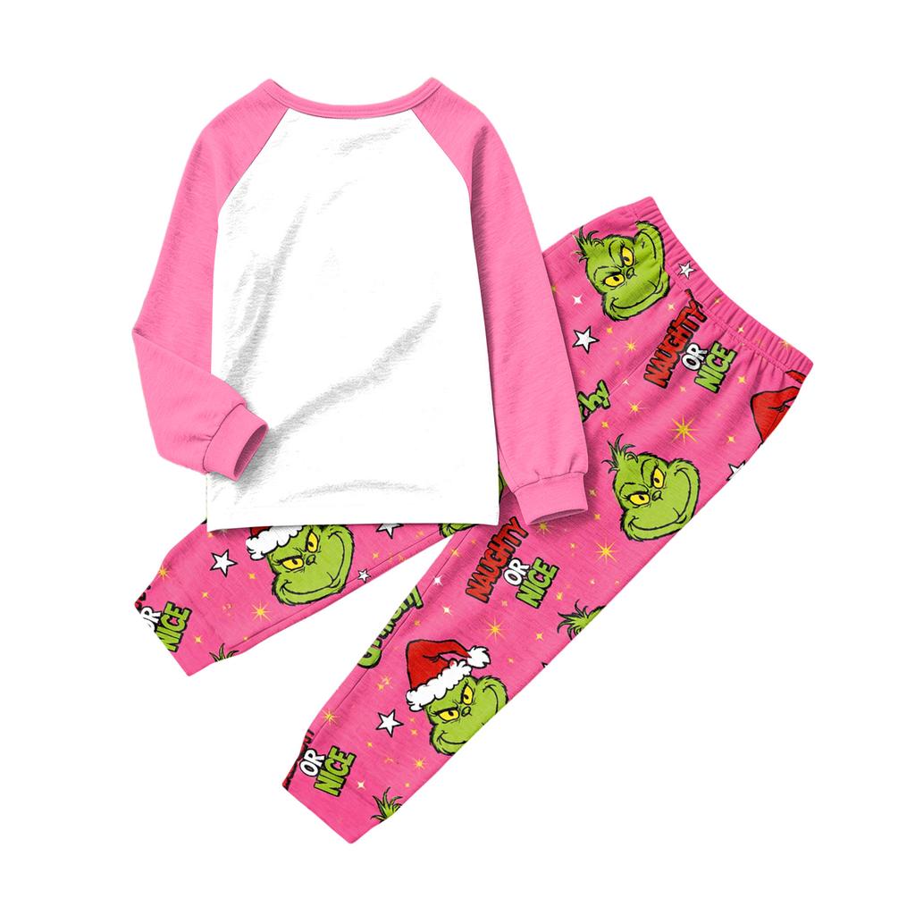 Family Matching Christmas Print Long Sleeve Loungewear Set for Parents and Kids