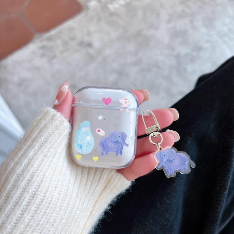 Cute illustration elephant design protective case for AirPods 1/1/1/1/pro/pro1 generation earphone cover