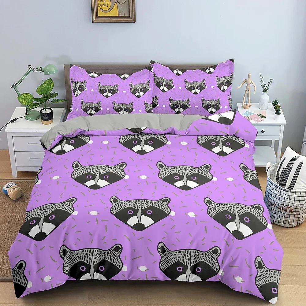 Animals Raccoon Bedding Set Boys Girls Twin Queen Size Duvet Cover Pillowcase Bed Kids Adult Fashion Home Textileextile