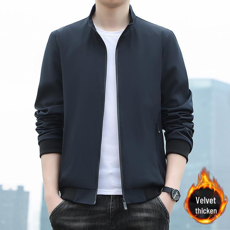 Herren Herbst Stehkragen Jacke: Lockere Passform, Lässige Oberbekleidung für reife & ältere Menschen