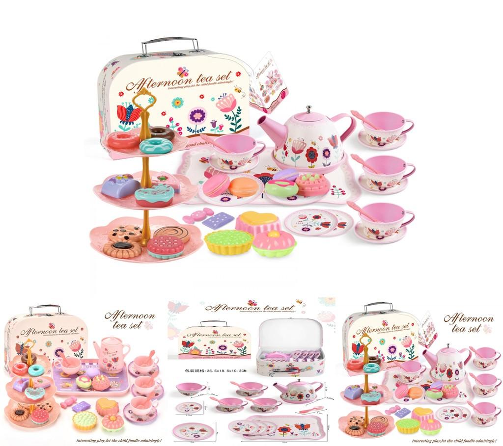 Charming Children's Tea Party Playset With Colorful Tin Tea Set And Sweet Treats