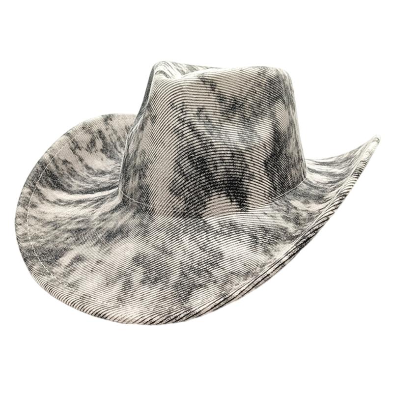 Vintage Textured Western Cowboy Hats Breathable Polyester Unisex Design Foldable Travel Hat Costume Accessory