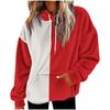 Unisex Color Block Hoodie with Pockets - Long Sleeve Flannel Pullover