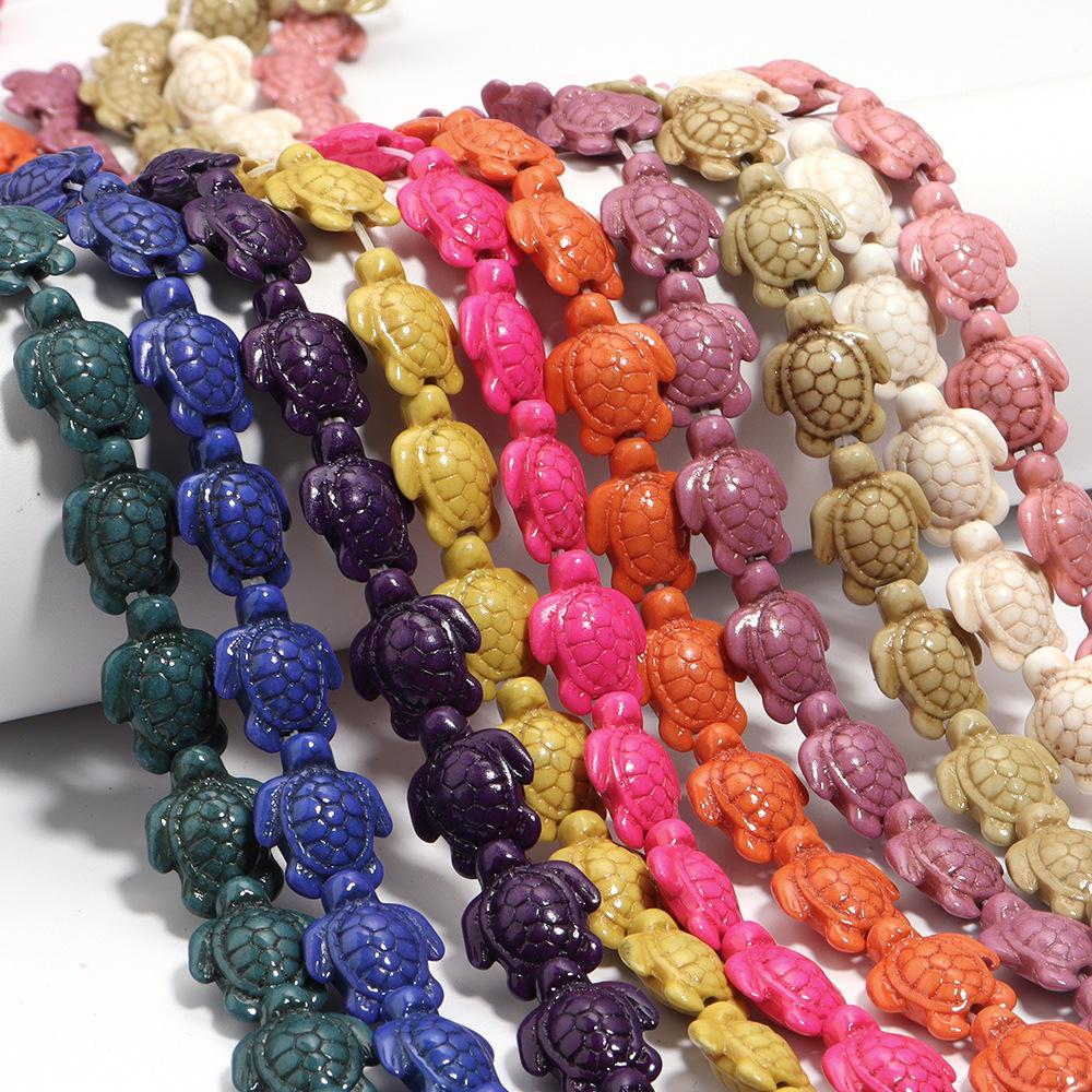 Colorful Turtle Shape Turquoise Beaded Strand for DIY Handmade Jewelry Accessories