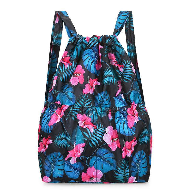 New large-capacity backpack, lightweight bundle drawstring, double backpack, outdoor shopping backpack, folding large schoolbag.