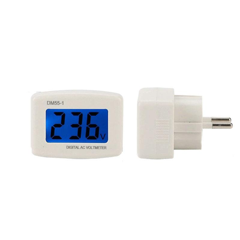 DM55-1 Digital Voltmeter EU US Plug Volt Meter Socket Voltage Tester LCD Display Voltage Meter 110V 220V Wall Flat Voltage Meter