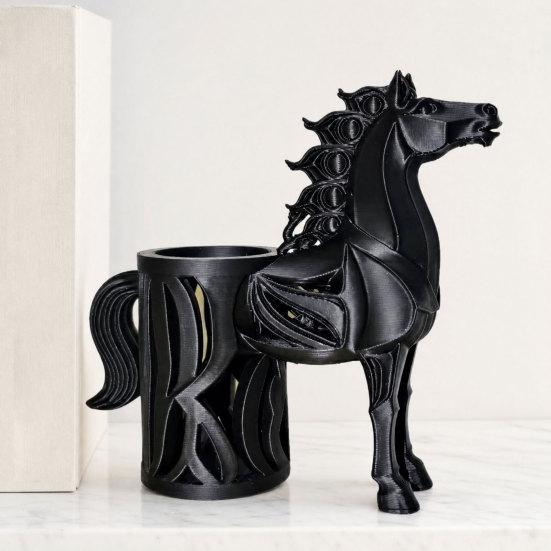 Horse-Shaped Pen Holder, 3D Printed Pencil Cup, Multi-functional Desktop Organizer for Home Office Supplies