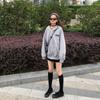 2022 Autumn/Winter Women's Korean Style Letter Print Fleece Zip-Up Hooded Cardigan