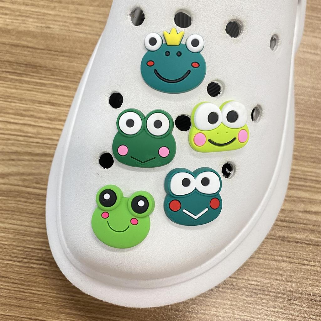 Cartoon Frog Crocs Charms Set: 10pcs Soft PVC Shoe Accessories