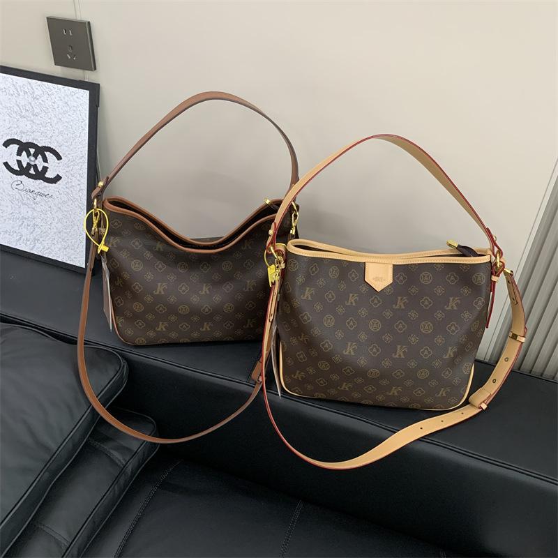 Early autumn new high-end mid-ancient tote bag contrasting color portable shoulder women's bag