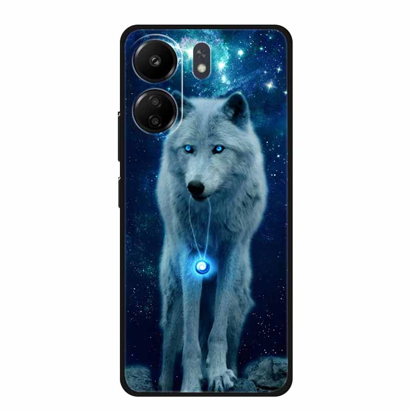 Phone Cases for Redmi 13C 13R Soft Silicone TPU Cover for Xiaomi Redmi13 C R Animal Wolf Funda Vividly Lion Tiger Capa 13 C R