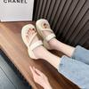 thick-soled heightening set of toe sandals for women's beach vacation style summer new slippers for women to wear muffin waterproof table slippers