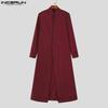 INCERUN Men Autumn Stand Neck Long Sleeve Buttons High Splits Long Windbreaker Coats