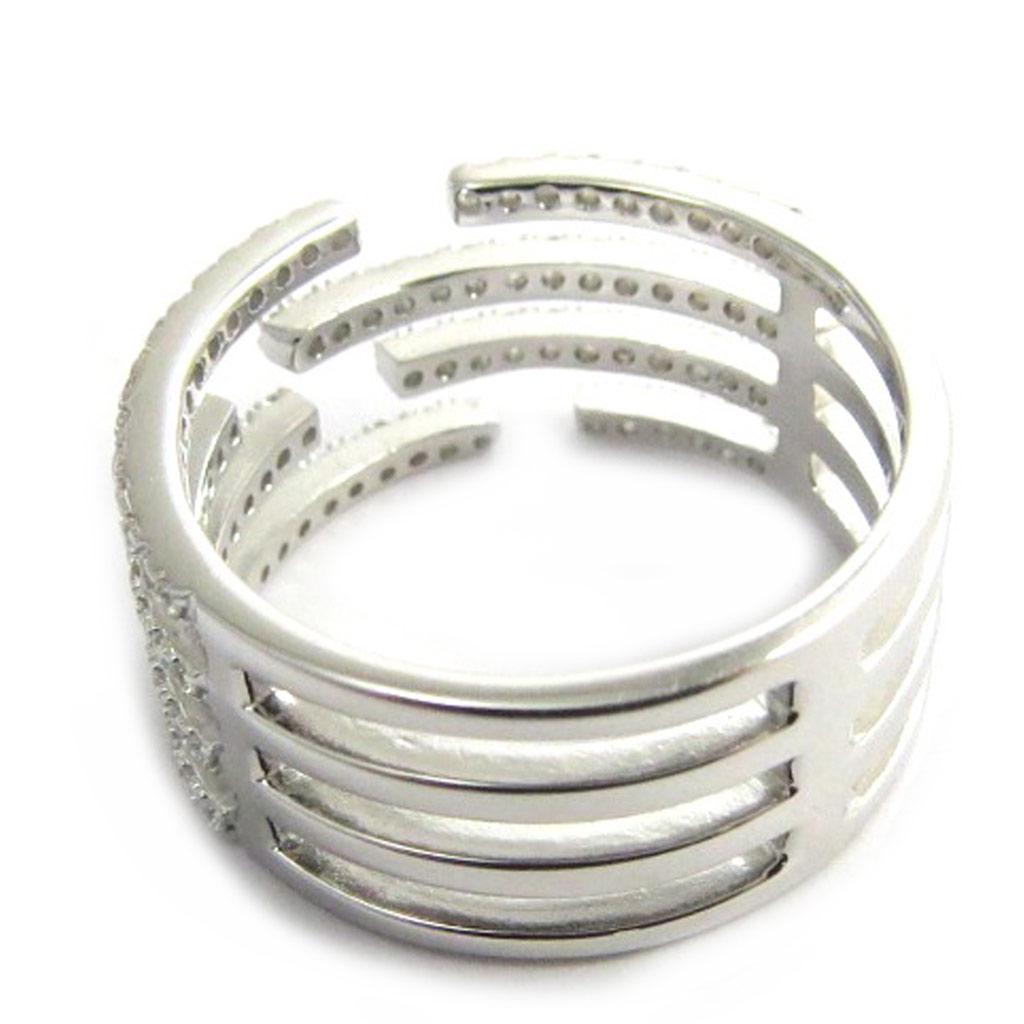 Silver Open Ring 'Sissi' White (rhodium) - 10 Mm