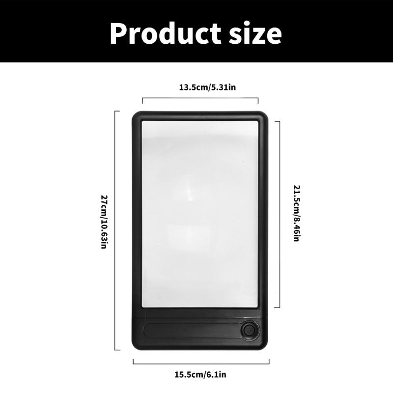 Magnifying Glass 4times Magnifier with Adjustable Brightness LED Light and Stand Suitable for Elderly Detailed Viewing