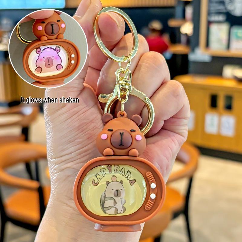 Capybara Luminous TV Keychain Backpack Pendant - Student Gift & Claw Machine Prize