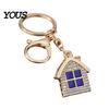 Non-blackening Metal Keychain Pendant, 3D Cabin Shape Key Holder with Lobster Long-lasting Shiny Clasp And Ring, Anti-Oxidation Fall-Resistant Window