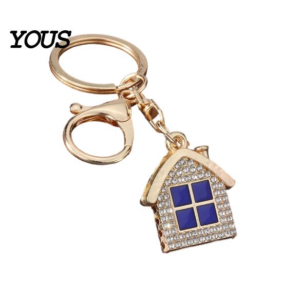 Non-blackening Metal Keychain Pendant, 3D Cabin Shape Key Holder with Lobster Long-lasting Shiny Clasp And Ring, Anti-Oxidation Fall-Resistant Window