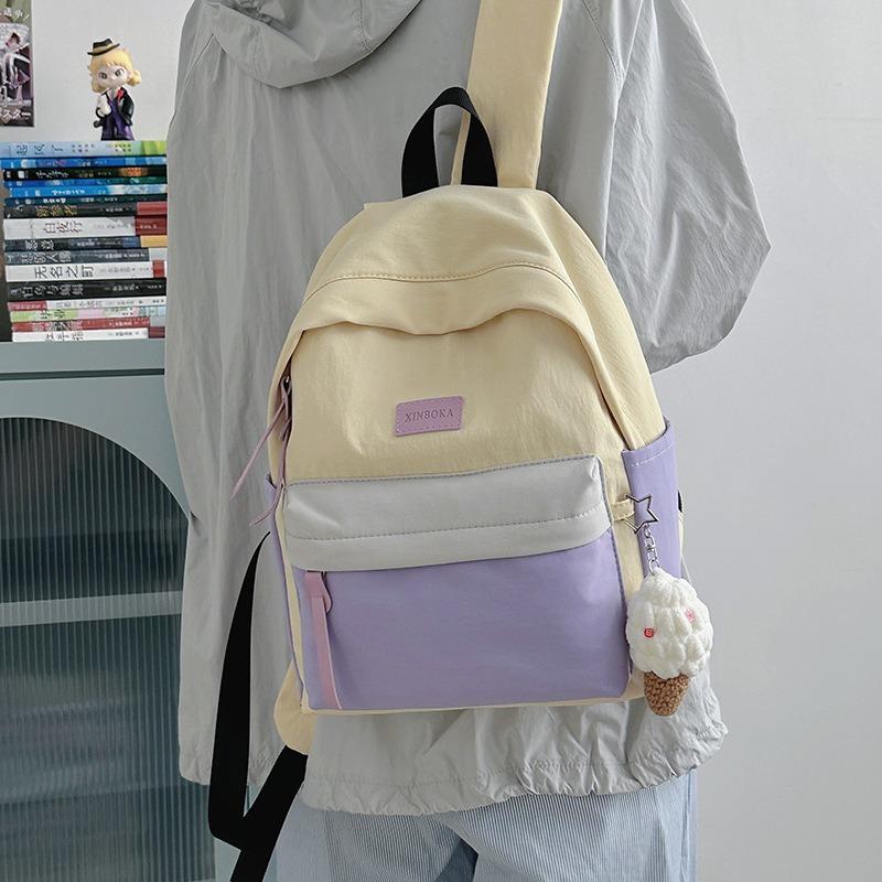 New High-value, Fresh, Sweet and Cute Contrasting Color Backpack, Casual and Lightweight Backpack for Junior High School Students