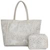 Guccio Itália [Destaque na Revista BAILA] Bolsa Tote com Estampado de Estrelas, Tachas de Strass e Necessaire, Conjunto de 2, Tamanho A4, Leve, Brilhante e Elegante,