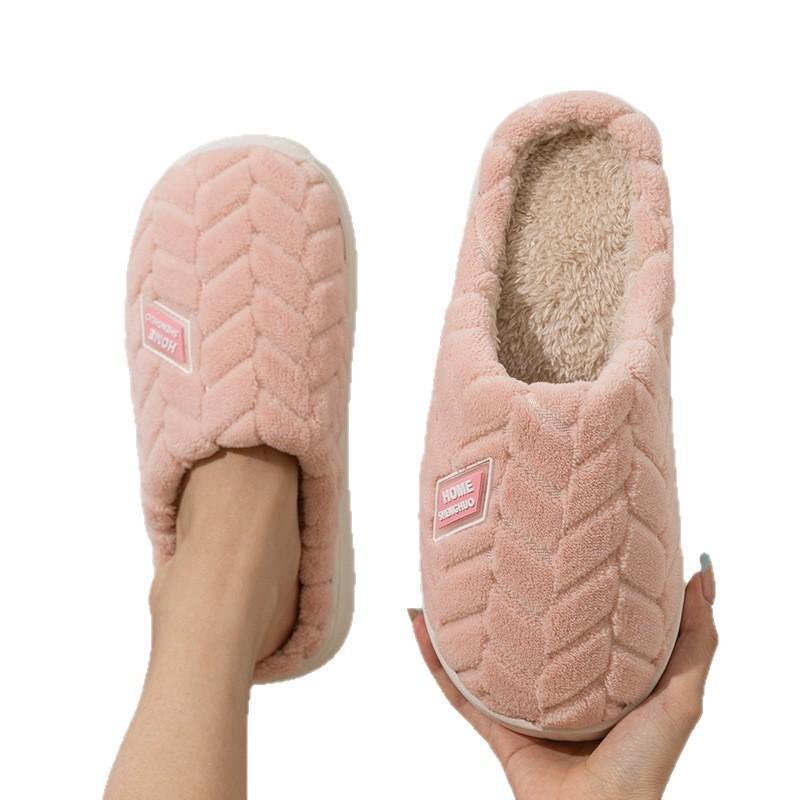 Thick-bottomed Cotton Slippers Winter 2025 New Indoor Home Thick-bottomed Warm Cotton Mop Non-slip Plush Slippers