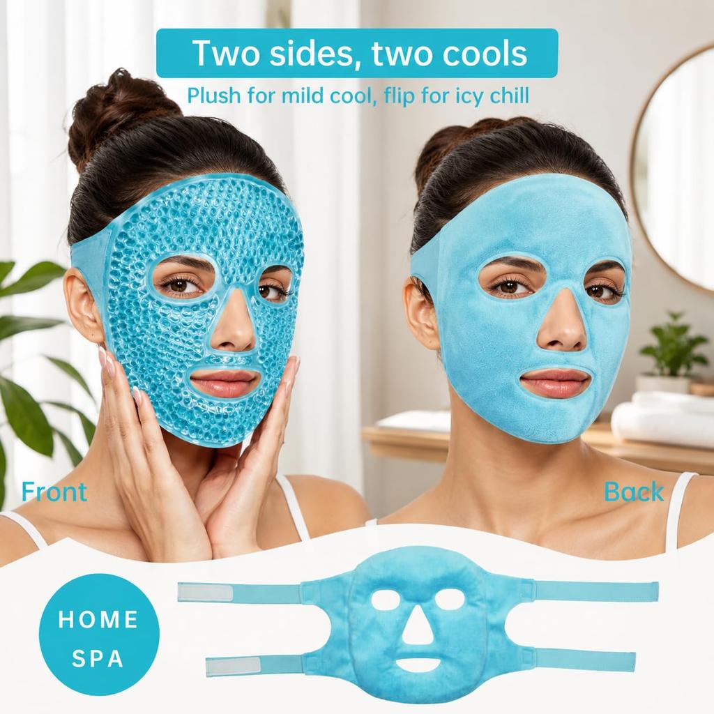MONEXIA Gel Bead Eye Mask, Hot Cold Therapy Compress, Reusable Ice Pack Face Mask for Eyes, Cooling Mask for Puffiness, Relaxation, Headache Relie