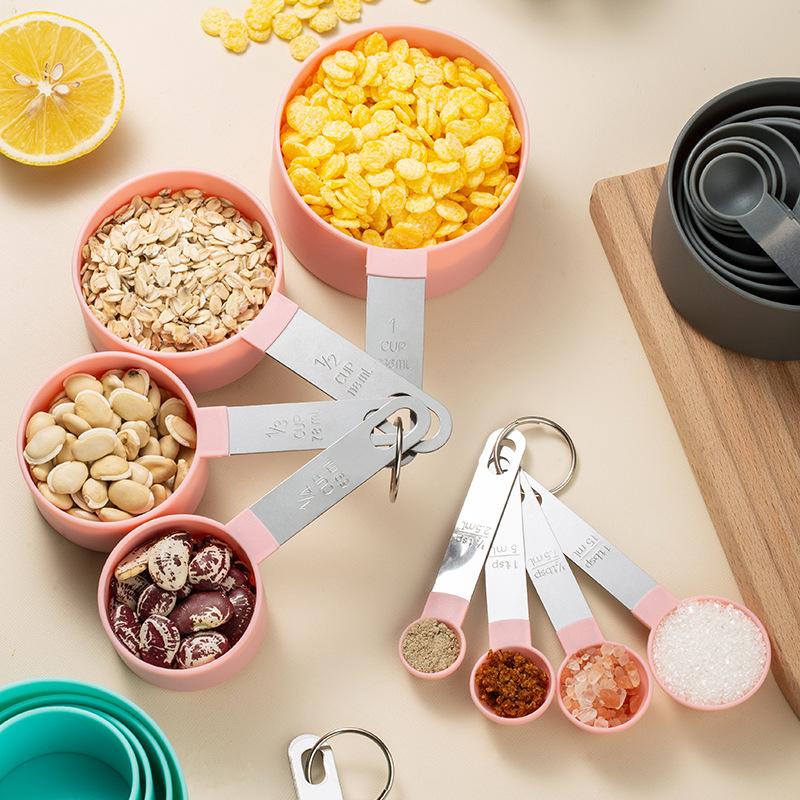 4/8Pcs/Set Plastic Multi Purpose Measuring Cup Measuring Spoon Stainless Steel Handle With Graduated Measuring Baking Tools