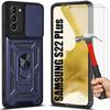 Protection Pack for Smartphone - Samsung - S22 Plus - Hard Case - 2 Tempered Glasses - Army Style