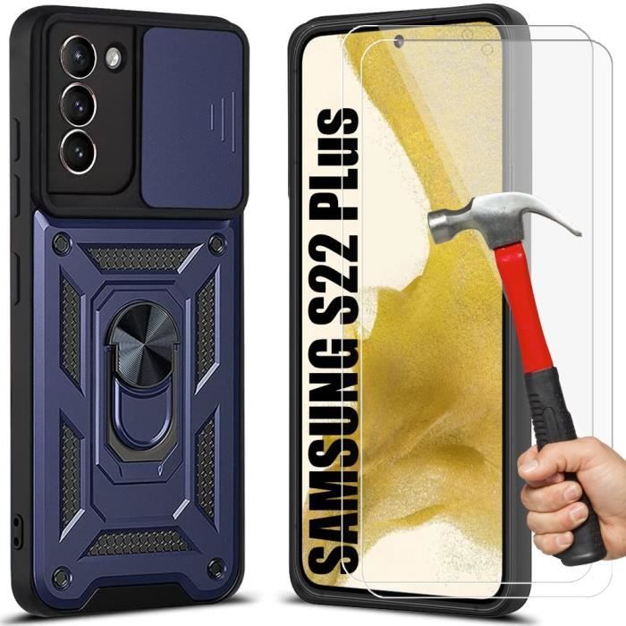 Coque de Protection pour smartphone - Booling - pour Samsung S22 Plus - Coque rigide - 2 verres trempés - Style armée