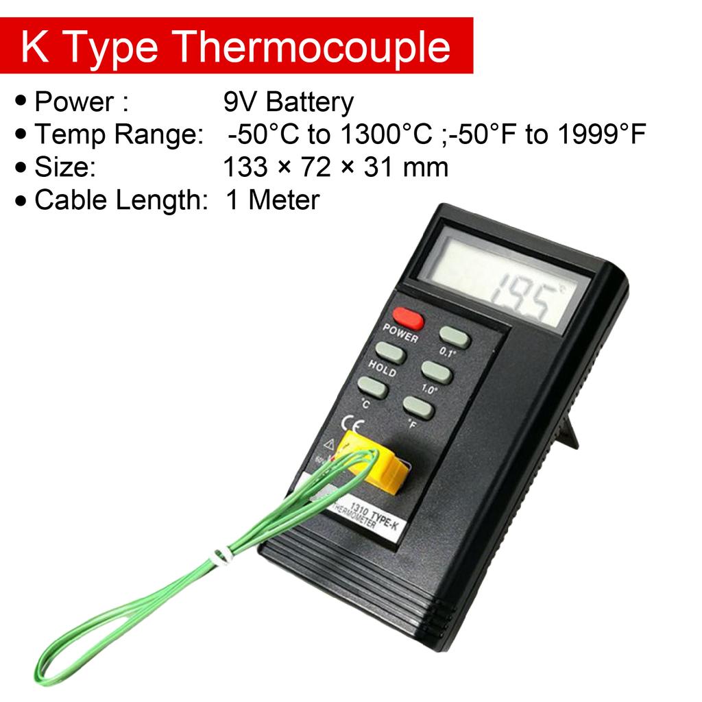 Portable Digital K Type Thermocouple Thermometer, High Precision Industrial Temperature Meter for HVAC, Celsius/Fahrenheit Use High Temperature Probe