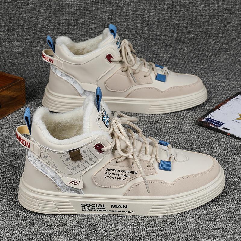 

Мужская обувь осень-зима тренд хлопковые теплые повседневные спортивные туфли для сноуборда 2025 новые британские кожаные ботинки Martin 39 бежевый