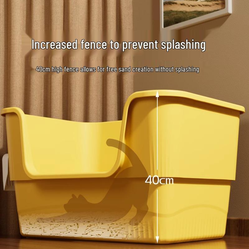 Extra-Large Splash-Proof Semi-Enclosed Cat Litter Box for Maine Coons