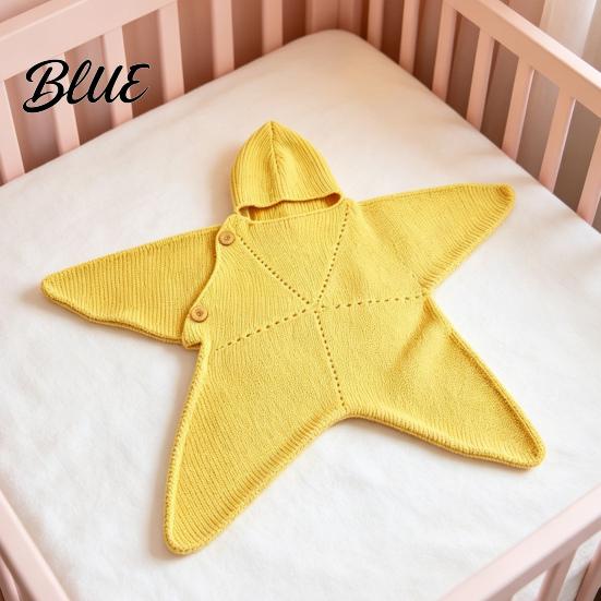 Coperta antivento per passeggino, sacco a pelo a forma di stella marina per neonato, copertina morbida in maglia per tutto il corpo con cappuccio comfort per neonato, anti-calcio, caldo, per dormire