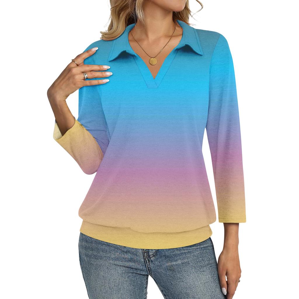 Women's Fashionable Casual Gradient Printed Top
