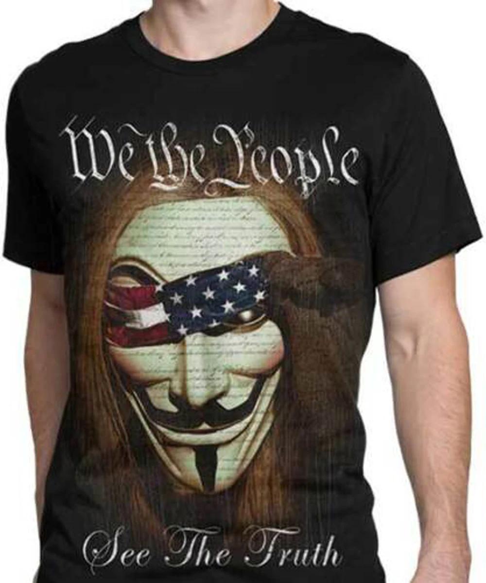 

We The People Unique Anonymous Mask Face Premium Printed TShirt Cotton Short Sleeve ONeck Mens Casual T Shirt New S3XL S