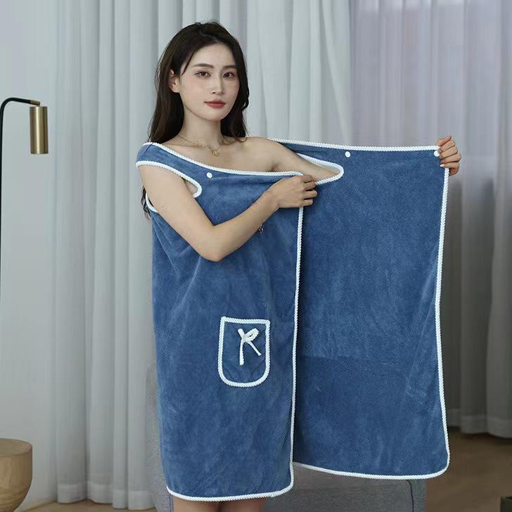 

Women s Thickened Coral Fleece Bathrobe - Wearable, Absorbent Bath Skirt for Adults 80x135cm Bath Towel