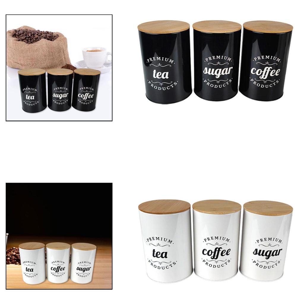 Kitchen Food Storage Canister Set Sealed Tin Containers with Lids for Coffee Tea Sugar Organizer Farmhouse Dining Jar