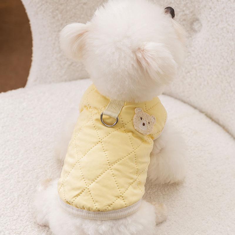 Herbst Winter Hundebekleidung Minimalistisch und Niedlich Kleiner Bär Gesteppte Baumwollweste Verdickt Warm Haustier Katze Kleidung Hundekostüm