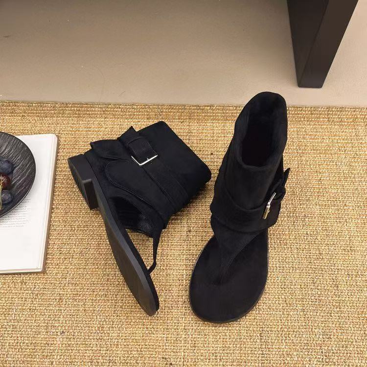 

Summer new versatile design sense retro versatile toe herringbone cool slippers sleeve trousers cool boots 40 чёрный