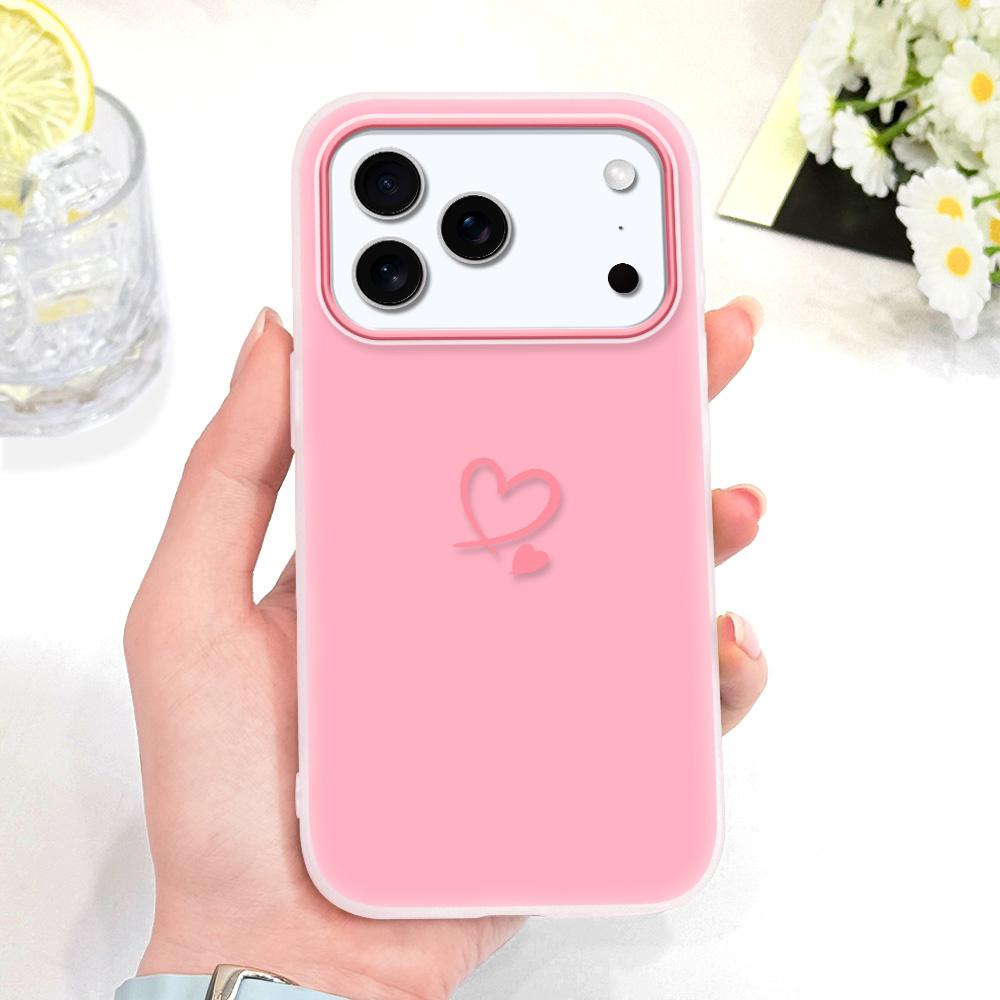 Simple Love Heart Phone Case For IPhone 17 17E Air 16 16E 15 Plus Pro Max Candy Colored Cover